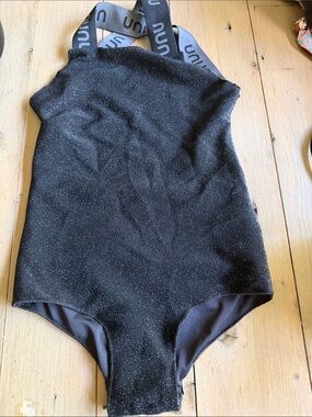 Nununu Black Sparkle Kids One-Piece with Branded Straps